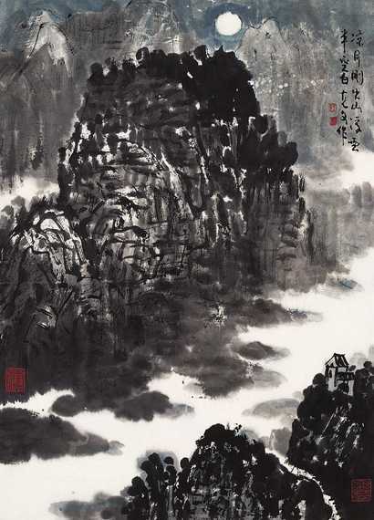 王克文 凉月浮云 镜心